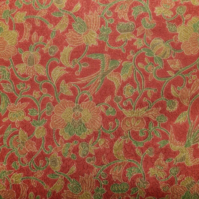 名古屋帯 全通柄 美品 正絹 木の葉・植物柄 名古屋仕立て なごや帯 リサイクル帯 帯 赤・朱_画像2