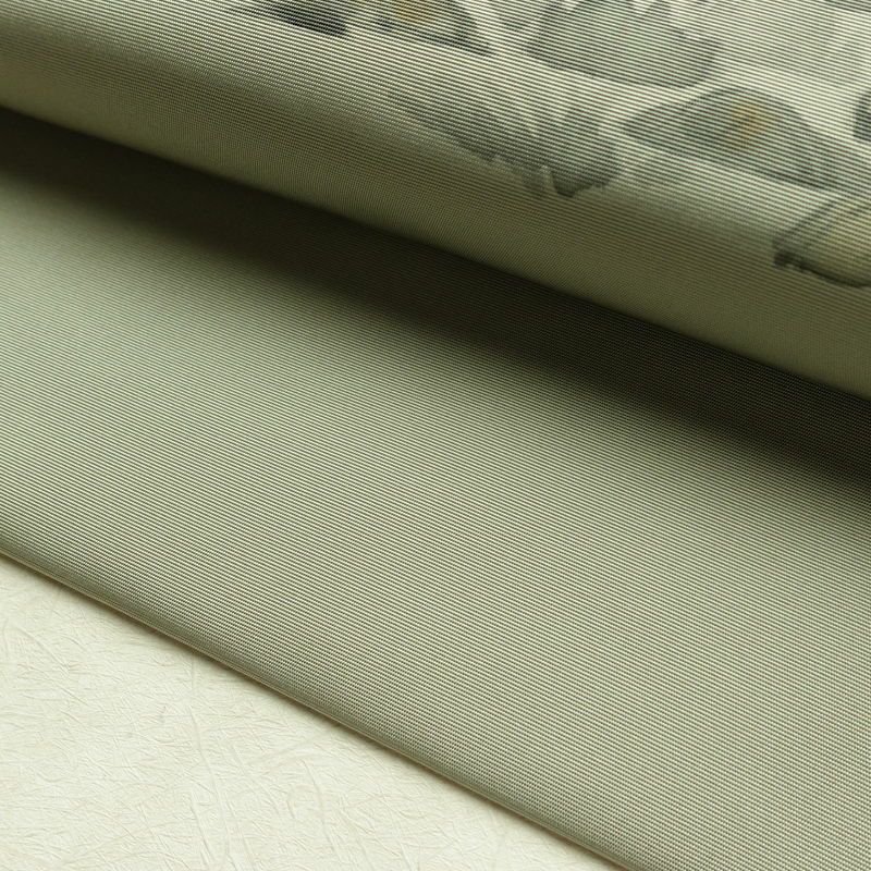 名古屋帯 太鼓柄 正絹 風景柄 名古屋仕立て なごや帯 リサイクル帯 帯 金彩 シンプル 緑・うぐいす色_画像7