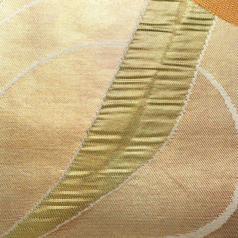 名古屋帯 六通柄 ふくれ織 正絹 幾何学柄・抽象柄 なごや帯 リサイクル帯 帯 引箔 多色使い_画像5