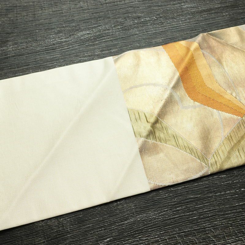 名古屋帯 六通柄 ふくれ織 正絹 幾何学柄・抽象柄 なごや帯 リサイクル帯 帯 引箔 多色使い_画像15