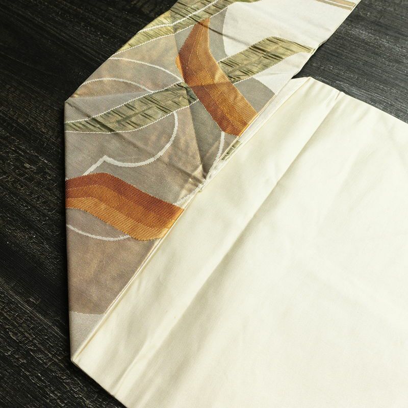 名古屋帯 六通柄 ふくれ織 正絹 幾何学柄・抽象柄 なごや帯 リサイクル帯 帯 引箔 多色使い_画像19