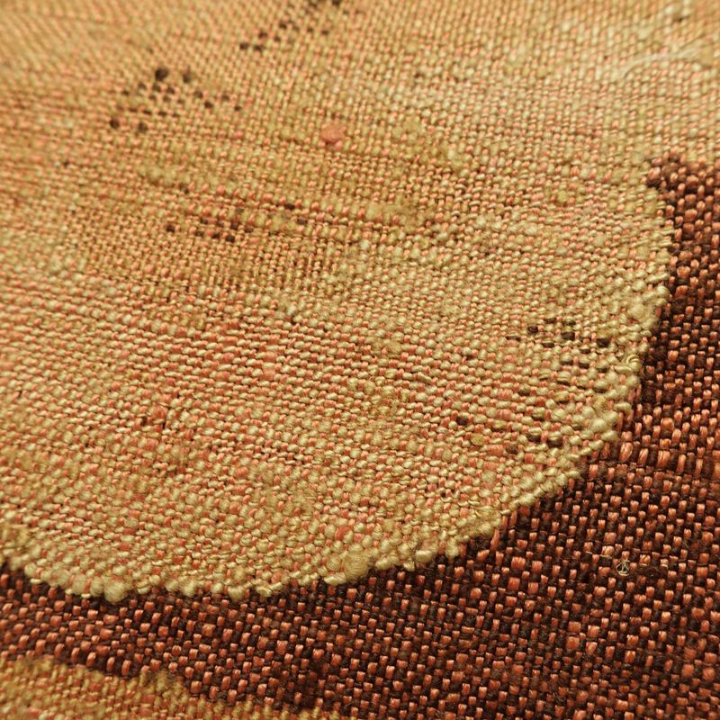 名古屋帯 六通柄 正絹 幾何学柄・抽象柄 通し仕立て なごや帯 リサイクル帯 帯 モダン 茶_画像5