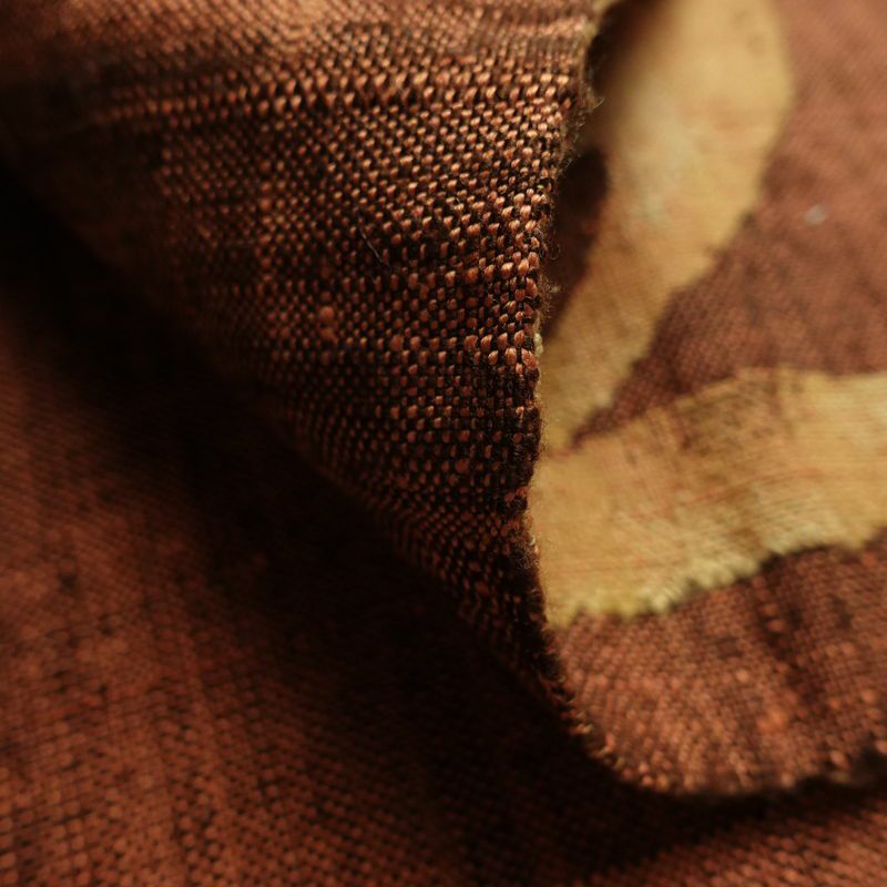 名古屋帯 六通柄 正絹 幾何学柄・抽象柄 通し仕立て なごや帯 リサイクル帯 帯 モダン 茶_画像10