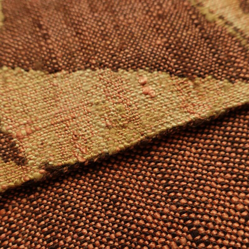 名古屋帯 六通柄 正絹 幾何学柄・抽象柄 通し仕立て なごや帯 リサイクル帯 帯 モダン 茶_画像12