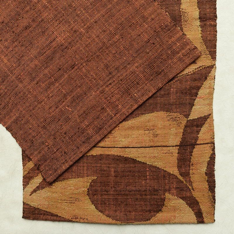 名古屋帯 六通柄 正絹 幾何学柄・抽象柄 通し仕立て なごや帯 リサイクル帯 帯 モダン 茶_画像13