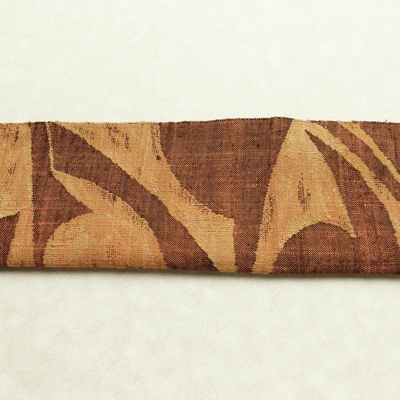 名古屋帯 六通柄 正絹 幾何学柄・抽象柄 通し仕立て なごや帯 リサイクル帯 帯 モダン 茶_画像14
