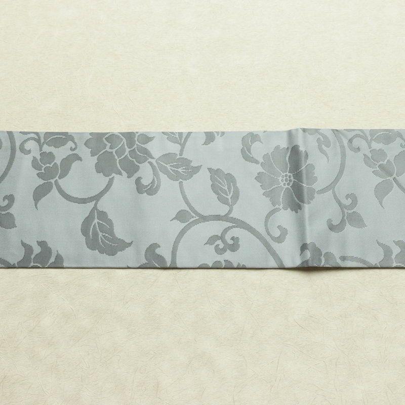 名古屋帯 六通柄 良品 正絹 花柄 名古屋仕立て なごや帯 リサイクル帯 帯 ブルーグレー グレー_画像13