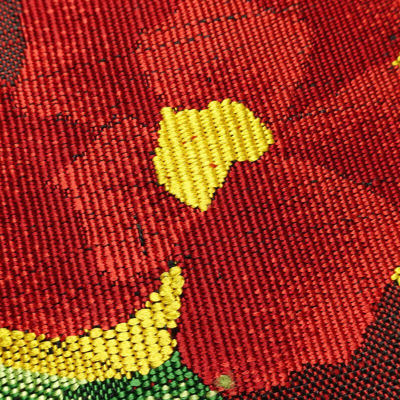 名古屋帯 六通柄 美品 正絹 花柄 名古屋仕立て なごや帯 リサイクル帯 帯 シンプル 小豆・エンジ_画像3