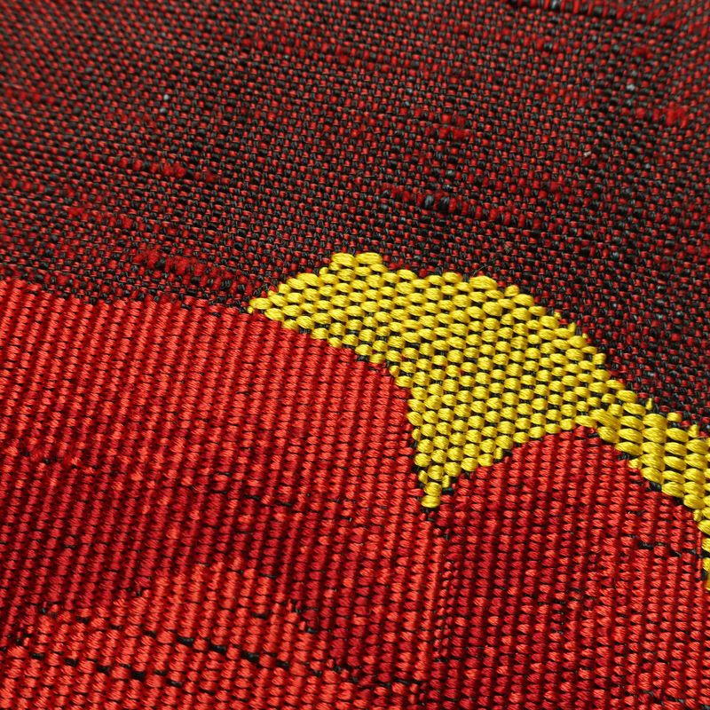 名古屋帯 六通柄 美品 正絹 花柄 名古屋仕立て なごや帯 リサイクル帯 帯 シンプル 小豆・エンジ_画像5