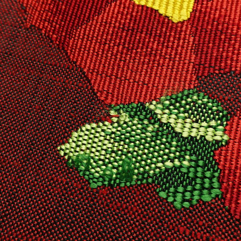 名古屋帯 六通柄 美品 正絹 花柄 名古屋仕立て なごや帯 リサイクル帯 帯 シンプル 小豆・エンジ_画像7