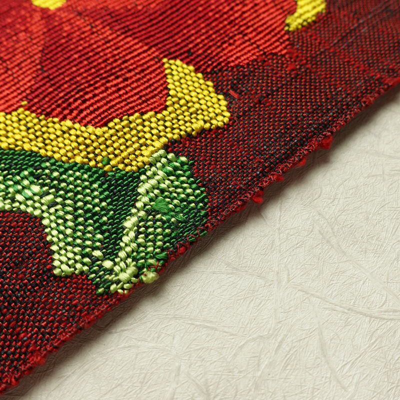 名古屋帯 六通柄 美品 正絹 花柄 名古屋仕立て なごや帯 リサイクル帯 帯 シンプル 小豆・エンジ_画像13