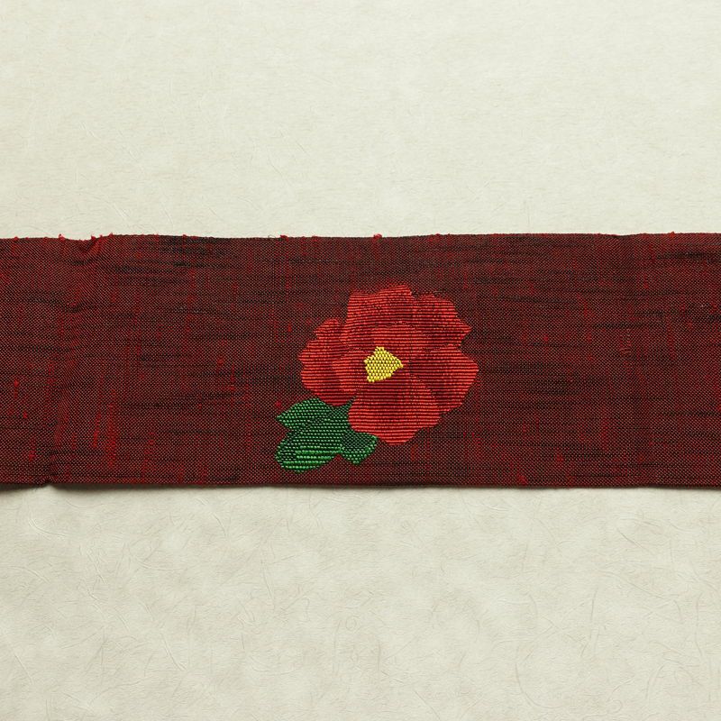 名古屋帯 六通柄 美品 正絹 花柄 名古屋仕立て なごや帯 リサイクル帯 帯 シンプル 小豆・エンジ_画像15