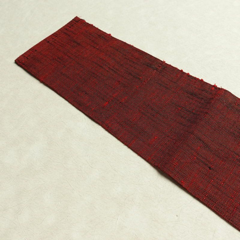 名古屋帯 六通柄 美品 正絹 花柄 名古屋仕立て なごや帯 リサイクル帯 帯 シンプル 小豆・エンジ_画像16