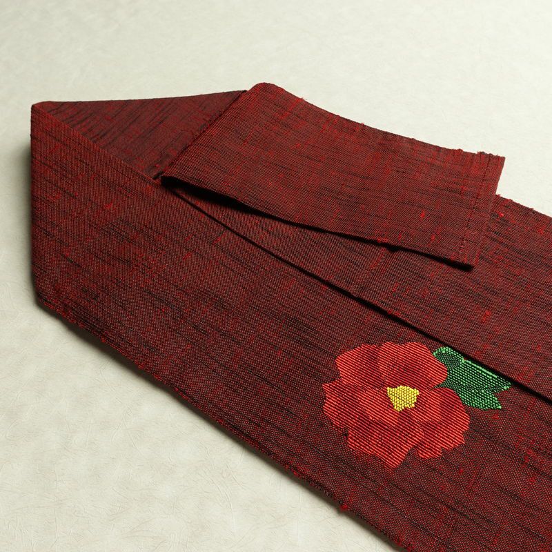 名古屋帯 六通柄 美品 正絹 花柄 名古屋仕立て なごや帯 リサイクル帯 帯 シンプル 小豆・エンジ_画像21