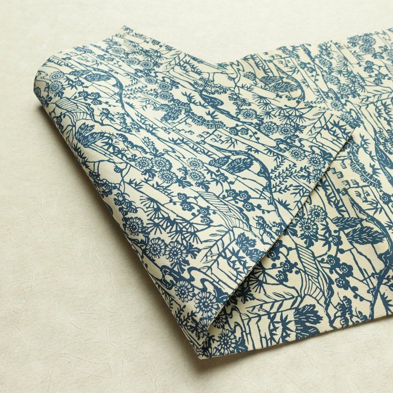 名古屋帯 全通柄 縮緬 正絹 木の葉・植物柄 名古屋仕立て なごや帯 リサイクル帯 帯 白_画像9