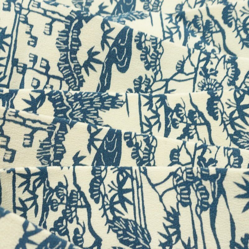 名古屋帯 全通柄 縮緬 正絹 木の葉・植物柄 名古屋仕立て なごや帯 リサイクル帯 帯 白_画像17