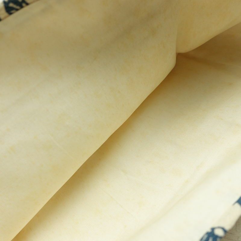 名古屋帯 全通柄 縮緬 正絹 木の葉・植物柄 名古屋仕立て なごや帯 リサイクル帯 帯 白_画像19