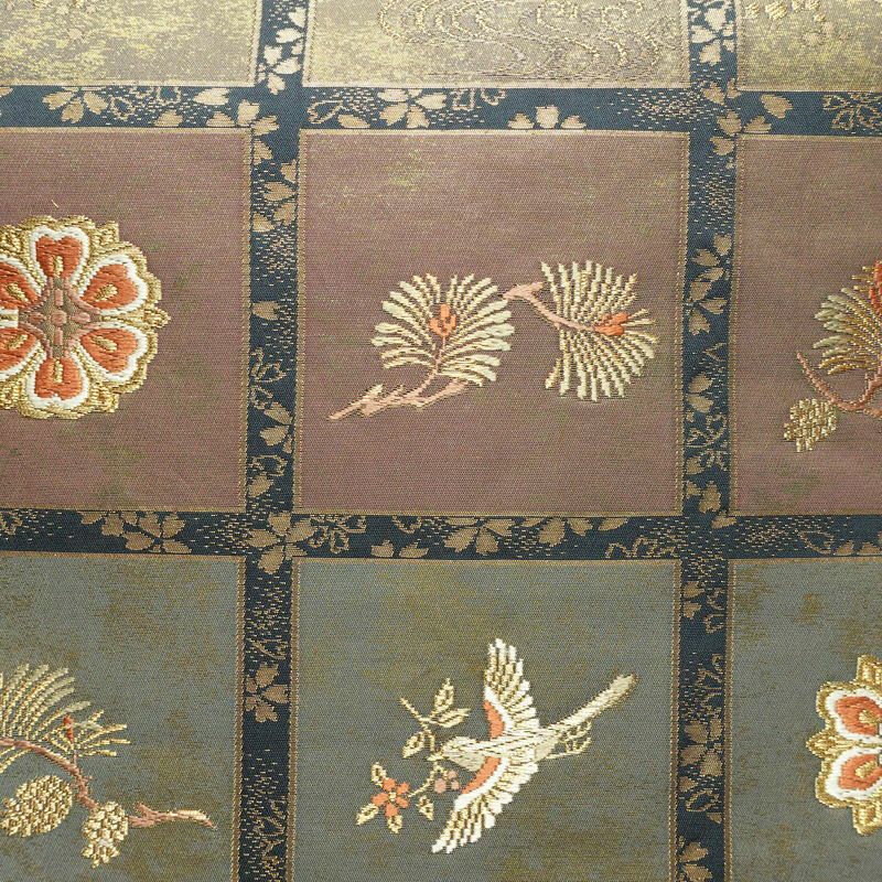 名古屋帯 六通柄 良品 正絹 古典柄 名古屋仕立て なごや帯 リサイクル帯 帯 箔 青・紺_画像2