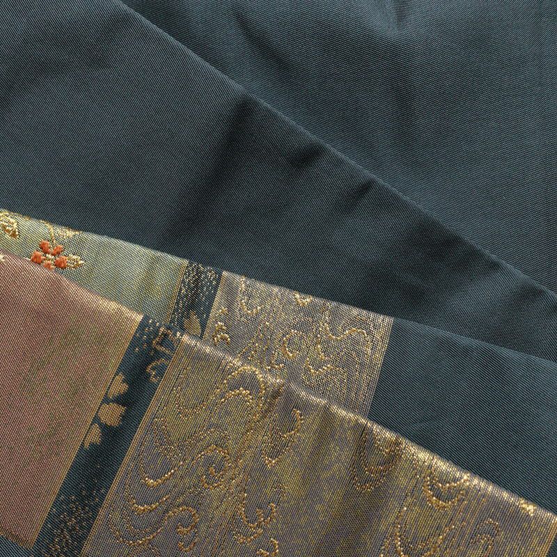 名古屋帯 六通柄 良品 正絹 古典柄 名古屋仕立て なごや帯 リサイクル帯 帯 箔 青・紺_画像18