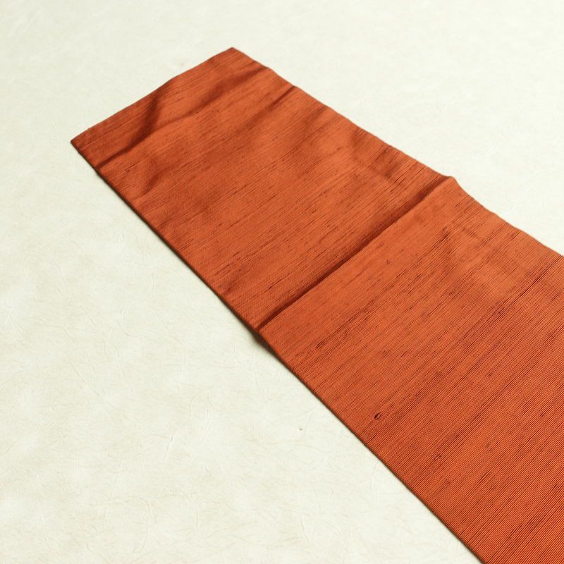 名古屋帯 太鼓柄 正絹 木の葉・植物柄 名古屋仕立て なごや帯 リサイクル帯 帯 モダン シンプル 洒落 橙_画像15