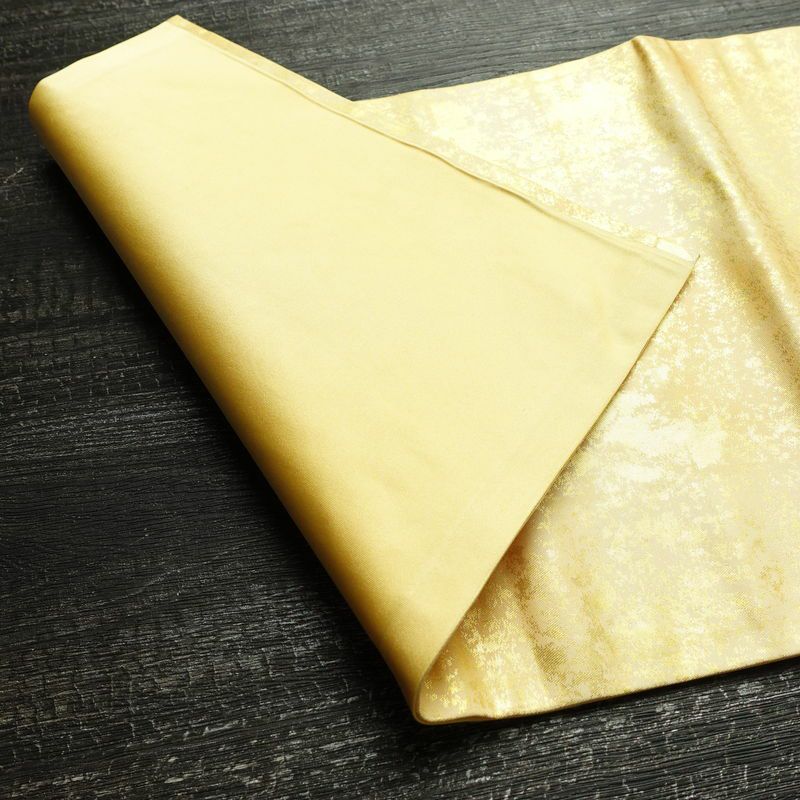 名古屋帯 太鼓柄 正絹 古典柄 名古屋仕立て なごや帯 リサイクル帯 帯 箔 シンプル 黄・黄土色_画像9