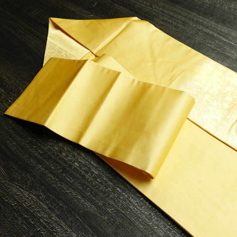 名古屋帯 太鼓柄 正絹 古典柄 名古屋仕立て なごや帯 リサイクル帯 帯 箔 シンプル 黄・黄土色_画像20