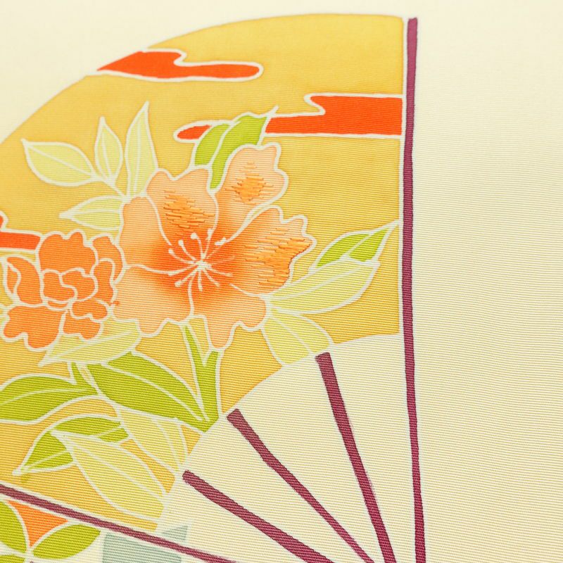 名古屋帯 太鼓柄 美品 落款入り 正絹 古典柄 名古屋仕立て なごや帯 リサイクル帯 帯 扇子 クリーム_画像3