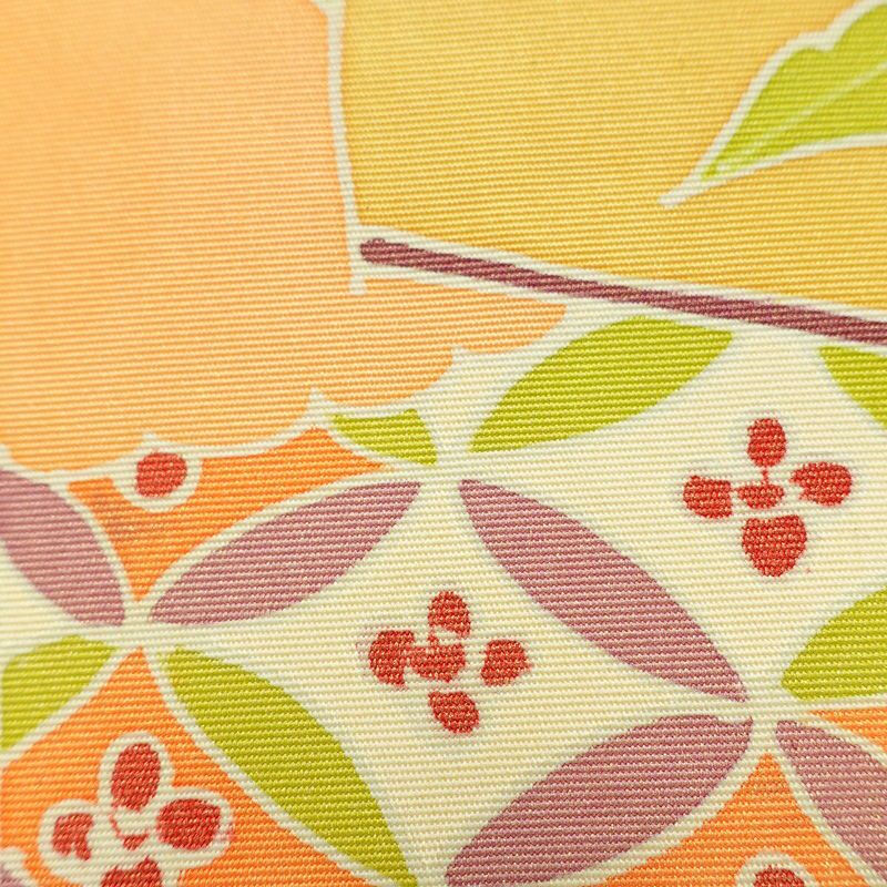 名古屋帯 太鼓柄 美品 落款入り 正絹 古典柄 名古屋仕立て なごや帯 リサイクル帯 帯 扇子 クリーム_画像5