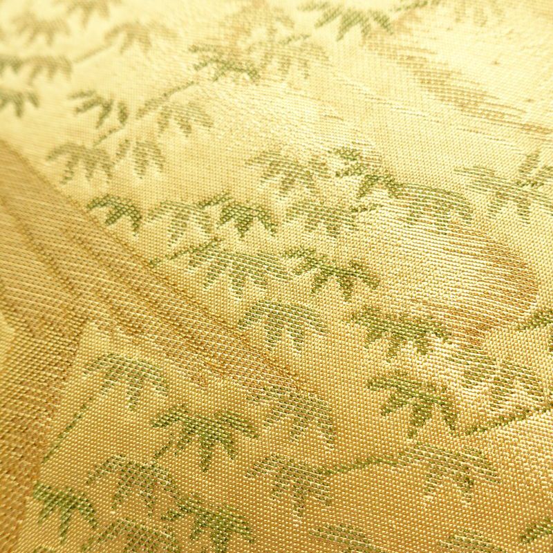 名古屋帯 六通柄 正絹 人物・動物柄 名古屋仕立て なごや帯 リサイクル帯 帯 黄・黄土色_画像8