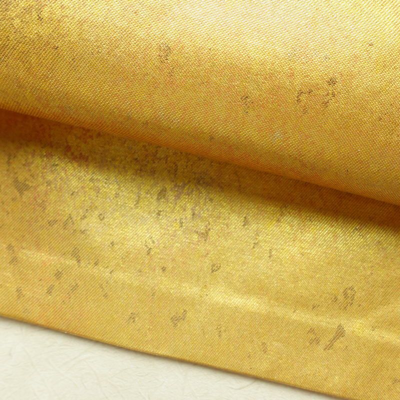 名古屋帯 太鼓柄 正絹 花柄 名古屋仕立て なごや帯 リサイクル帯 帯 刺繍 箔 黄・黄土色_画像7
