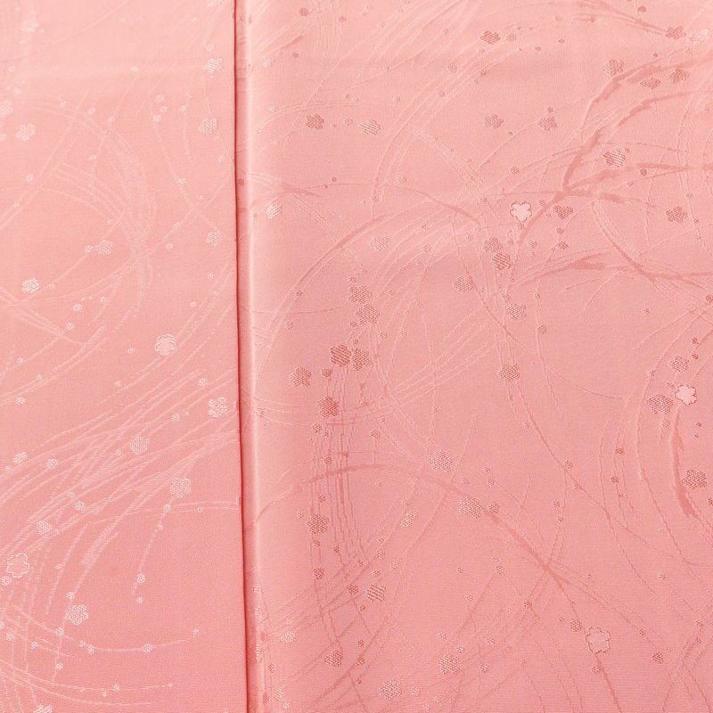 色無地 しつけ糸付き 一つ紋付き 正絹 木の葉・植物柄 袷仕立て 身丈156.5cm 裄丈64cm リサイクル着物 着物 お茶会 フォーマル ピンク_画像6