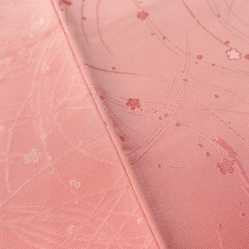 色無地 しつけ糸付き 一つ紋付き 正絹 木の葉・植物柄 袷仕立て 身丈156.5cm 裄丈64cm リサイクル着物 着物 お茶会 フォーマル ピンク_画像8