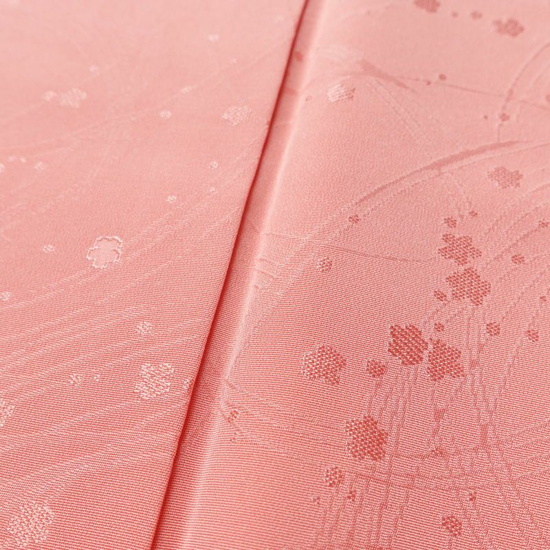 色無地 しつけ糸付き 一つ紋付き 正絹 木の葉・植物柄 袷仕立て 身丈156.5cm 裄丈64cm リサイクル着物 着物 お茶会 フォーマル ピンク_画像9