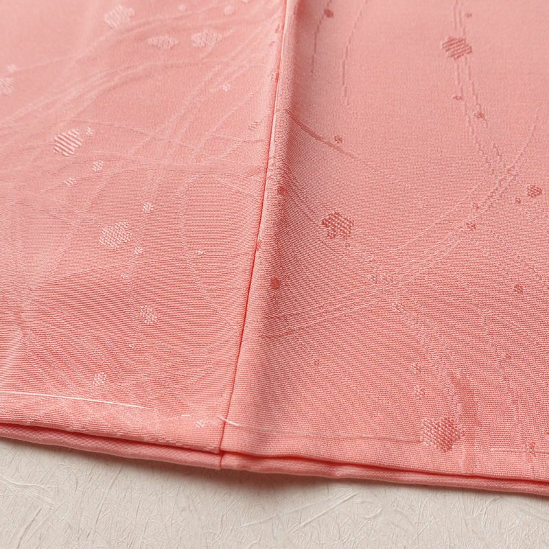 色無地 しつけ糸付き 一つ紋付き 正絹 木の葉・植物柄 袷仕立て 身丈156.5cm 裄丈64cm リサイクル着物 着物 お茶会 フォーマル ピンク_画像10