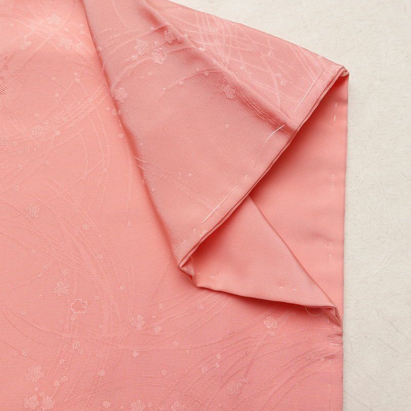 色無地 しつけ糸付き 一つ紋付き 正絹 木の葉・植物柄 袷仕立て 身丈156.5cm 裄丈64cm リサイクル着物 着物 お茶会 フォーマル ピンク_画像13