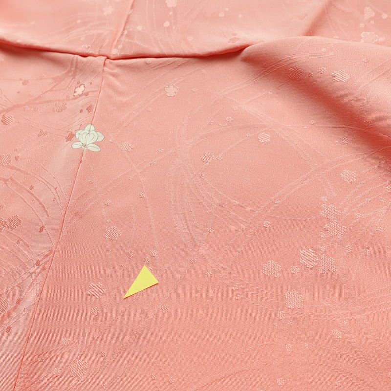 色無地 しつけ糸付き 一つ紋付き 正絹 木の葉・植物柄 袷仕立て 身丈156.5cm 裄丈64cm リサイクル着物 着物 お茶会 フォーマル ピンク_画像18