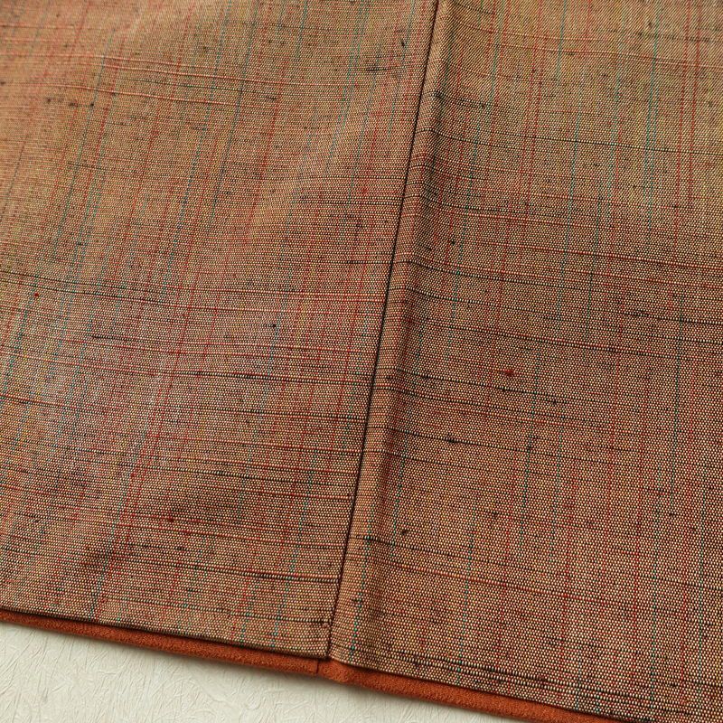 紬 正絹 その他の柄 袷仕立て 身丈153.5cm 裄丈62.5cm リサイクル着物 着物 モダン シンプル 茶_画像12