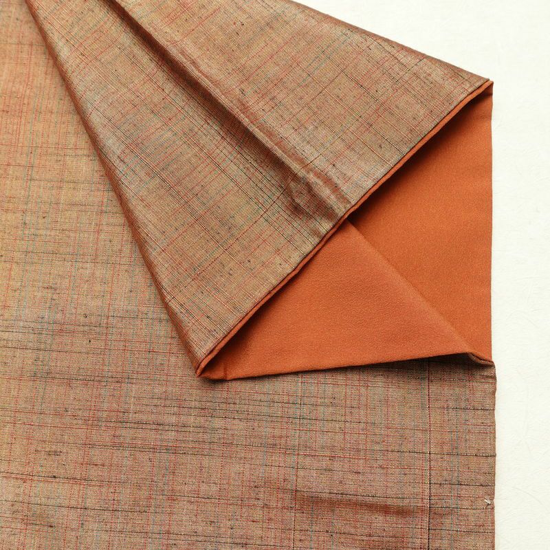 紬 正絹 その他の柄 袷仕立て 身丈153.5cm 裄丈62.5cm リサイクル着物 着物 モダン シンプル 茶_画像14