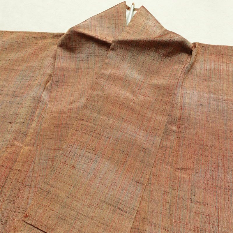 紬 正絹 その他の柄 袷仕立て 身丈153.5cm 裄丈62.5cm リサイクル着物 着物 モダン シンプル 茶_画像16