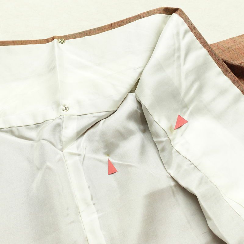 紬 正絹 その他の柄 袷仕立て 身丈153.5cm 裄丈62.5cm リサイクル着物 着物 モダン シンプル 茶_画像18