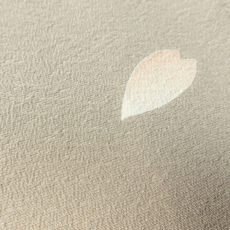 小紋 縮緬 飛び柄 正絹 古典柄 袷仕立て 身丈164.5cm 裄丈68cm リサイクル着物 雪輪 花びら 着物 くすみパープル 紫・藤色_画像10