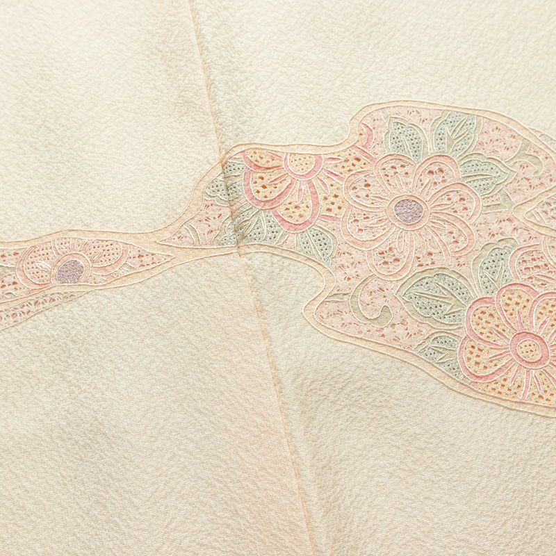 付け下げ 良品 スワトウ刺繍 正絹 花柄 袷仕立て 身丈160cm 裄丈64.5cm リサイクル着物 着物 入学式 卒業式 七五三 お宮参り フォーマル 洒落 ピンク_画像13
