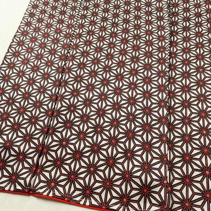 小紋 良品 付下小紋 正絹 麻の葉柄 袷仕立て 身丈158cm 裄丈64.5cm リサイクル着物 着物 赤・朱_画像4