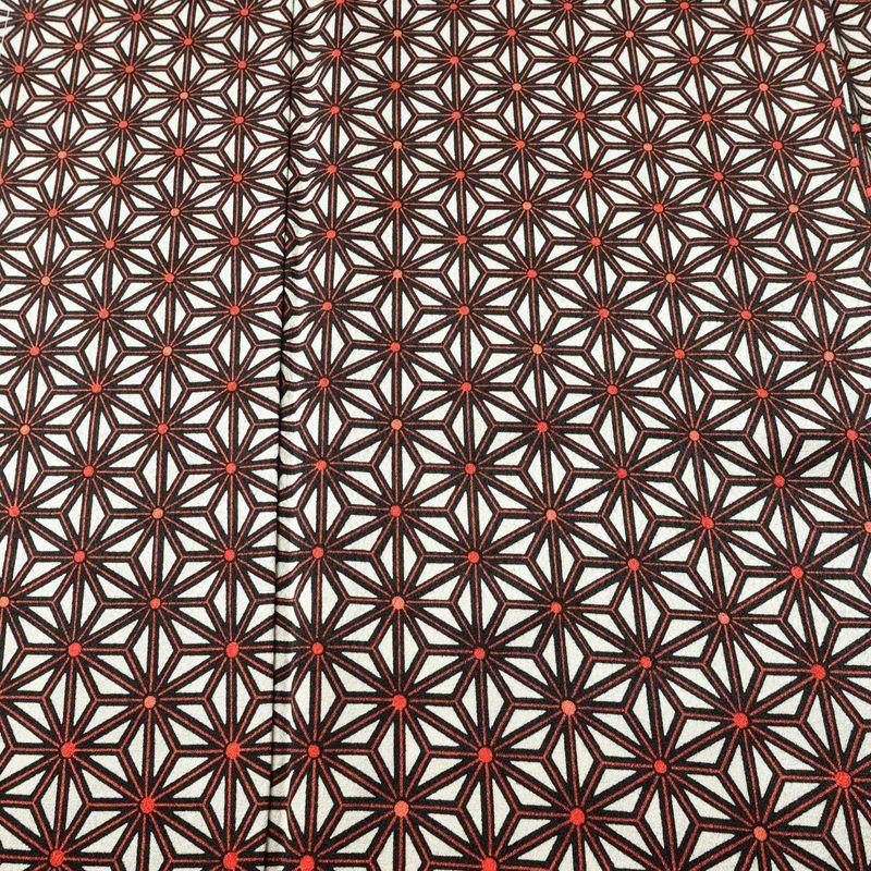 小紋 良品 付下小紋 正絹 麻の葉柄 袷仕立て 身丈158cm 裄丈64.5cm リサイクル着物 着物 赤・朱_画像6