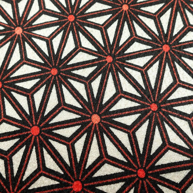 小紋 良品 付下小紋 正絹 麻の葉柄 袷仕立て 身丈158cm 裄丈64.5cm リサイクル着物 着物 赤・朱_画像9