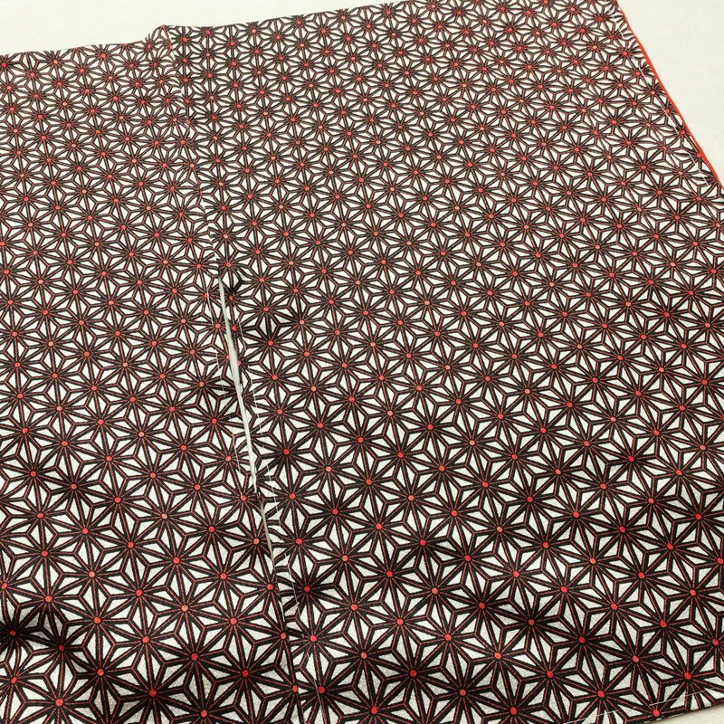 小紋 良品 付下小紋 正絹 麻の葉柄 袷仕立て 身丈158cm 裄丈64.5cm リサイクル着物 着物 赤・朱_画像14