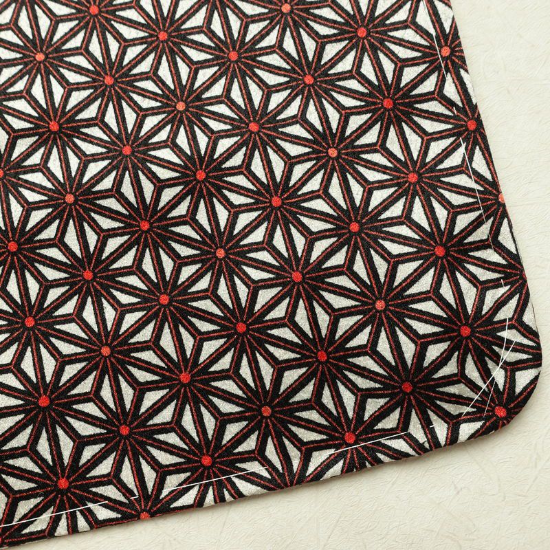 小紋 良品 付下小紋 正絹 麻の葉柄 袷仕立て 身丈158cm 裄丈64.5cm リサイクル着物 着物 赤・朱_画像16