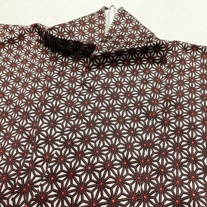 小紋 良品 付下小紋 正絹 麻の葉柄 袷仕立て 身丈158cm 裄丈64.5cm リサイクル着物 着物 赤・朱_画像17