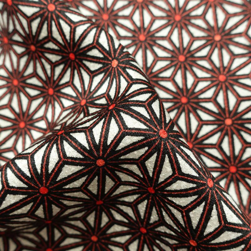 小紋 良品 付下小紋 正絹 麻の葉柄 袷仕立て 身丈158cm 裄丈64.5cm リサイクル着物 着物 赤・朱_画像21