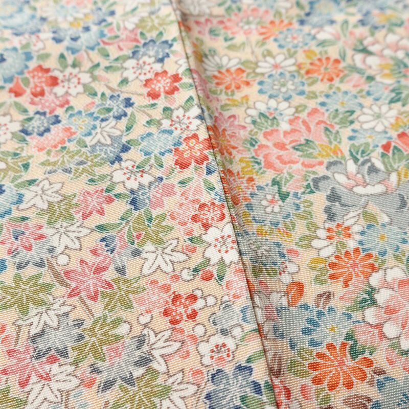 小紋 総柄 正絹 花柄 袷仕立て 身丈157.5cm 裄丈64.5cm リサイクル着物 着物 ピンク_画像12